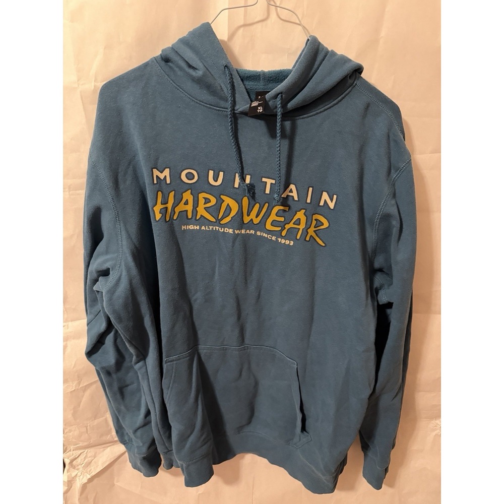 Mountain Hardwear Hoodie Mens Extra Large Blue Graphic Print Pockets Long Sleeve